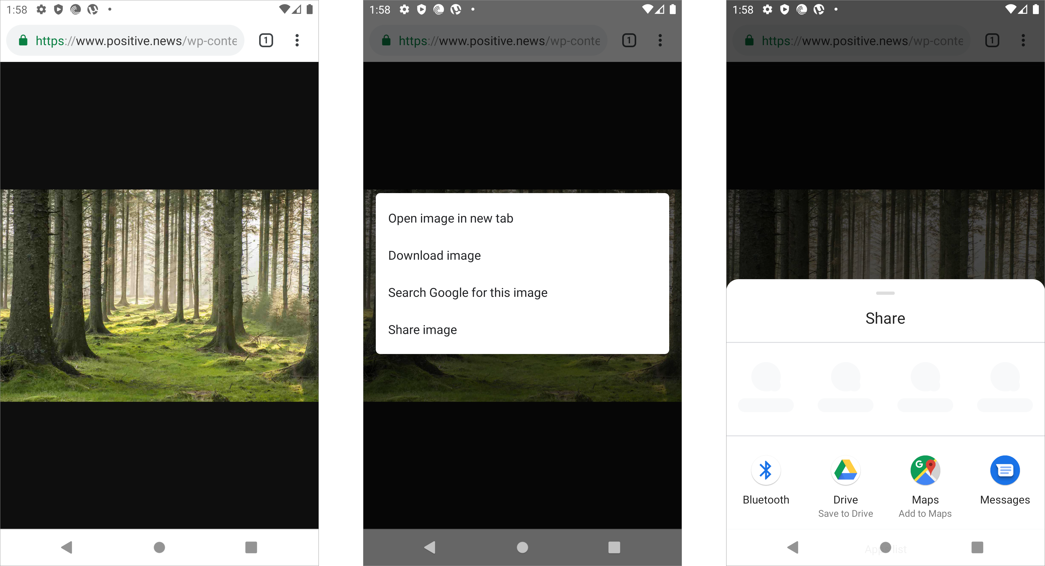 Google Android sharing photo interaction