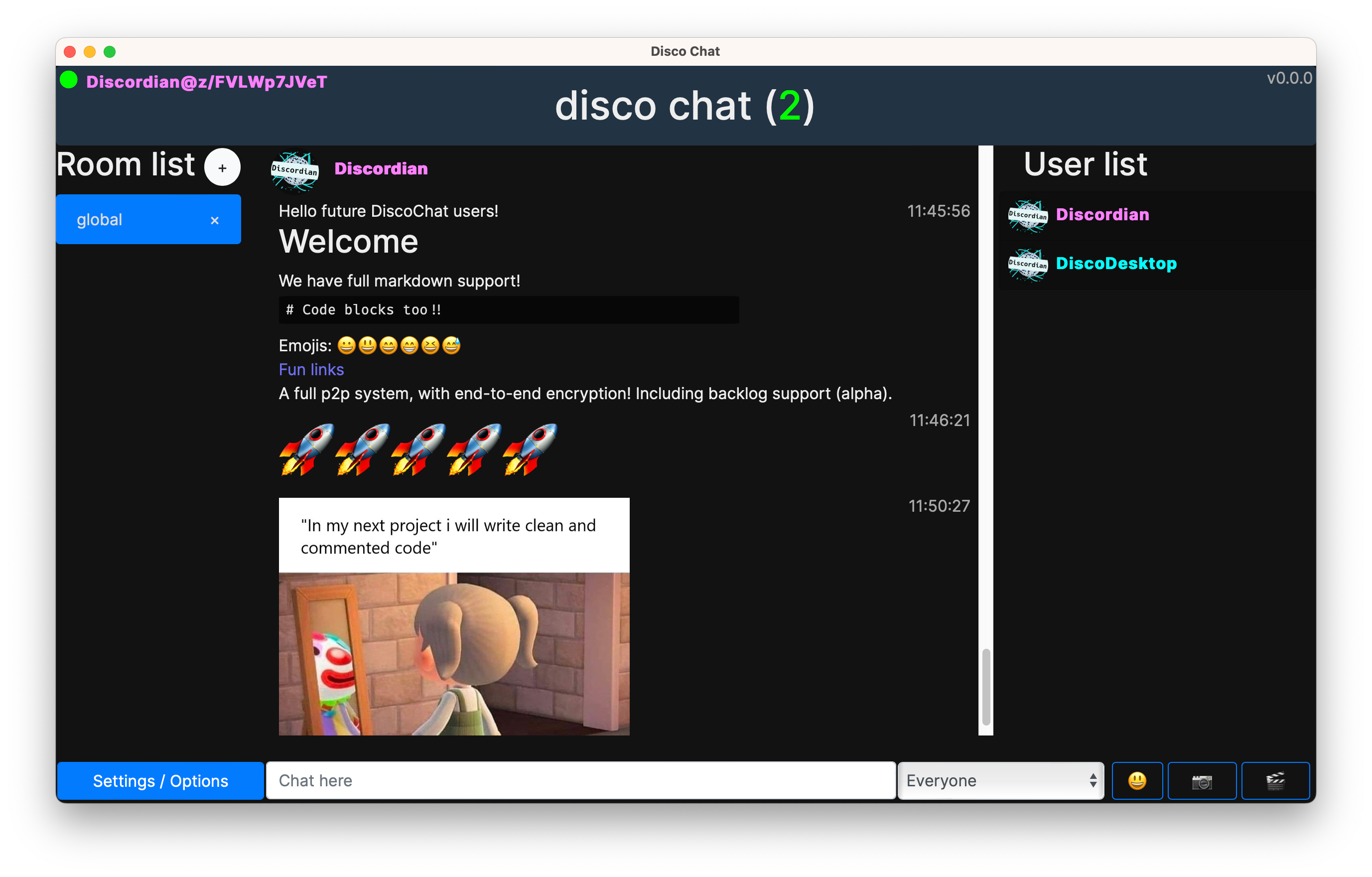 Screenshot of Disco Chat
